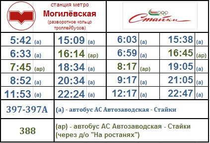 Расписание автобусов маршрутки минск